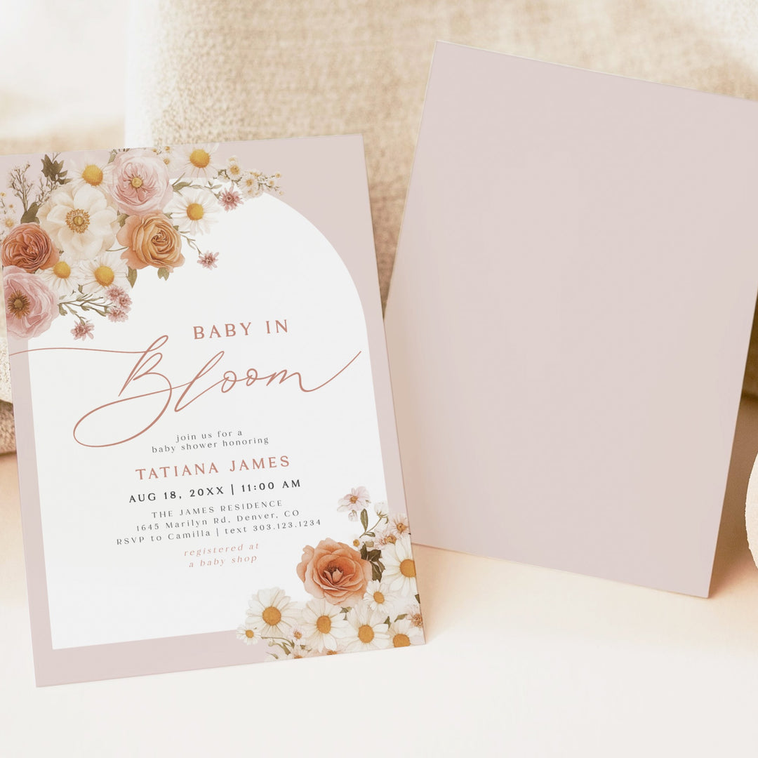 TATIANA Baby In Bloom Boho Floral Baby Shower Invitation