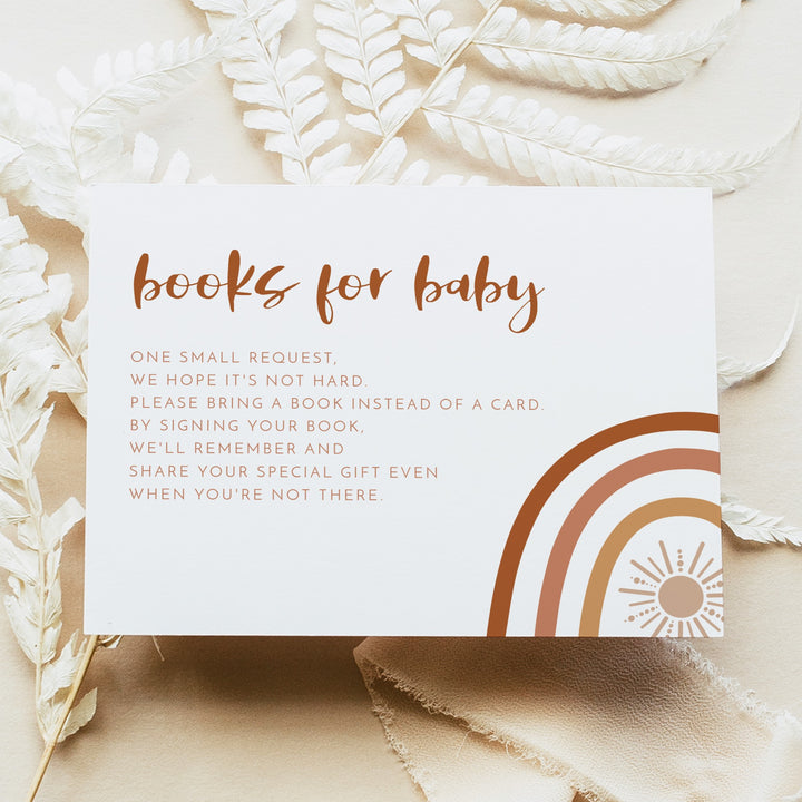 TINLEY Boho Rainbow Baby Shower Books for Baby Insert Card