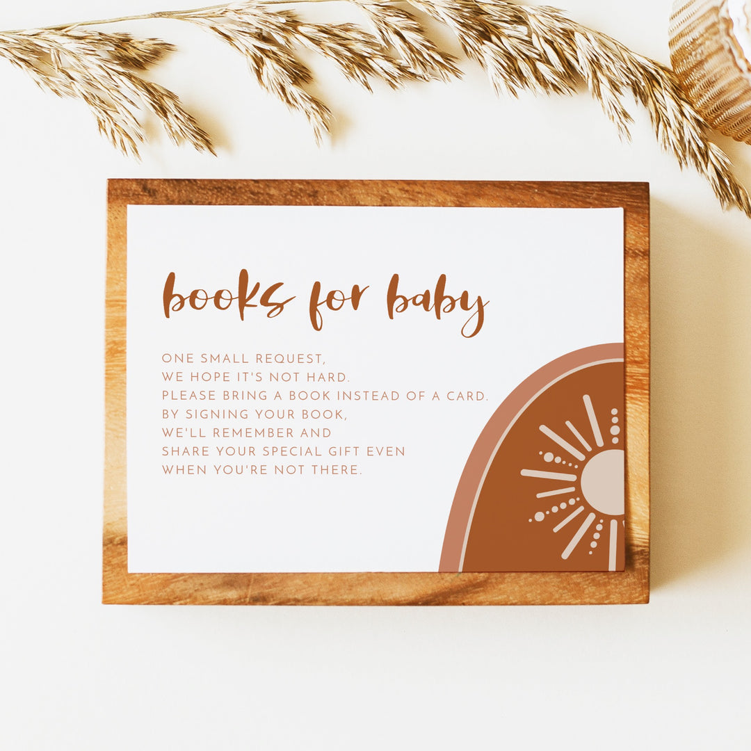 TINLEY Boho Sun Baby Shower Books for Baby Insert Card
