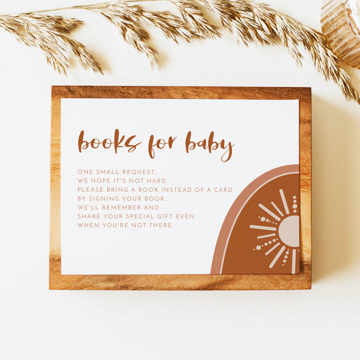 TINLEY Boho Sun Baby Shower Books for Baby Insert Card