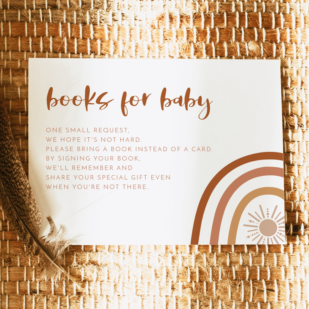 TINLEY Boho Rainbow Baby Shower Books for Baby Insert Card