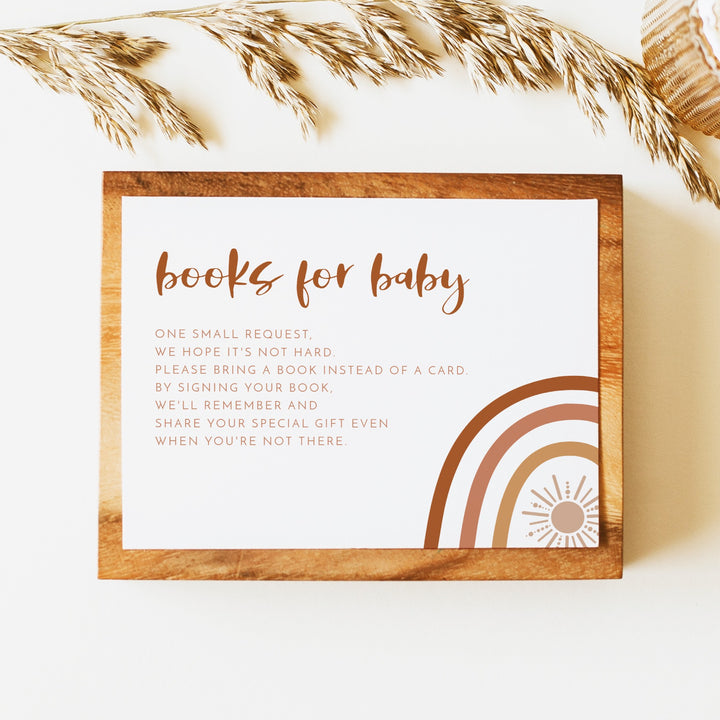 TINLEY Boho Rainbow Baby Shower Books for Baby Insert Card