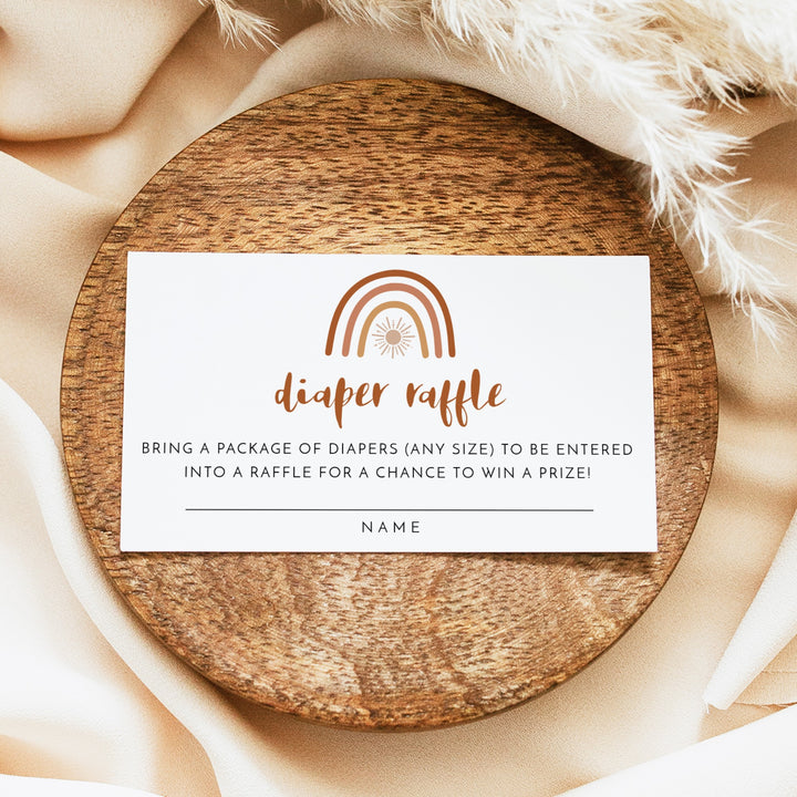 TINLEY Boho Rainbow & Sun Baby Shower Diaper Raffle Tickets