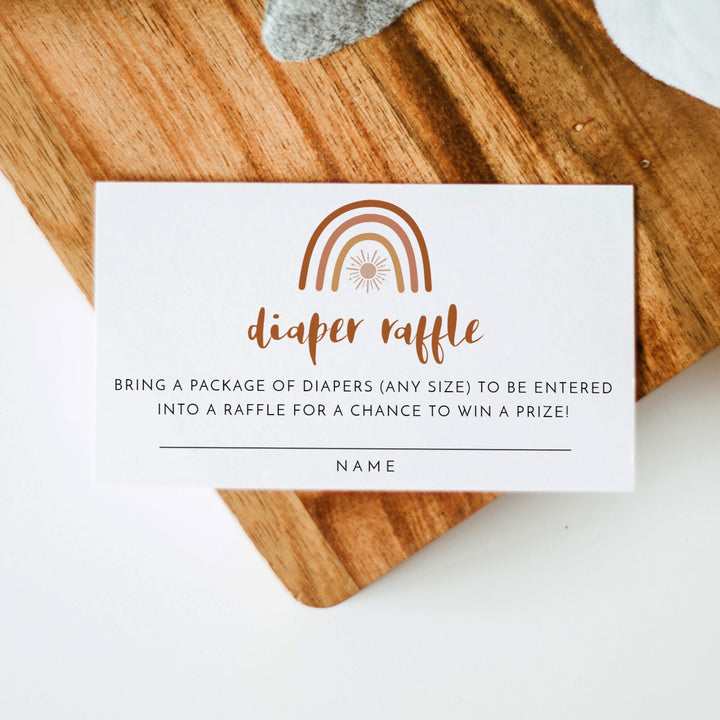 TINLEY Boho Rainbow & Sun Baby Shower Diaper Raffle Tickets