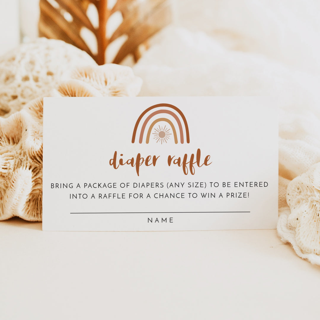 TINLEY Boho Rainbow & Sun Baby Shower Diaper Raffle Tickets