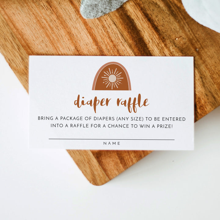 TINLEY Bohemian Sun Baby Shower Diaper Raffle Tickets