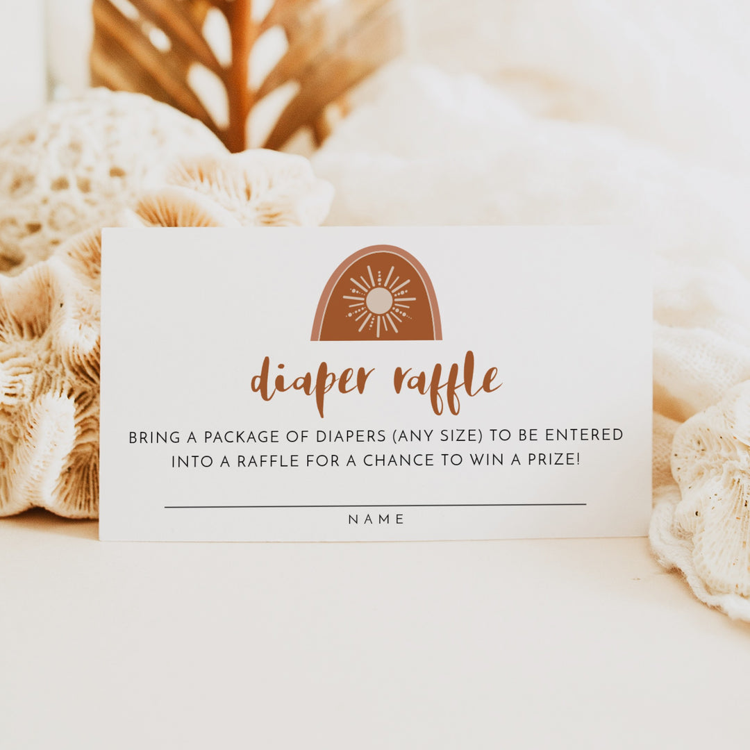 TINLEY Bohemian Sun Baby Shower Diaper Raffle Tickets