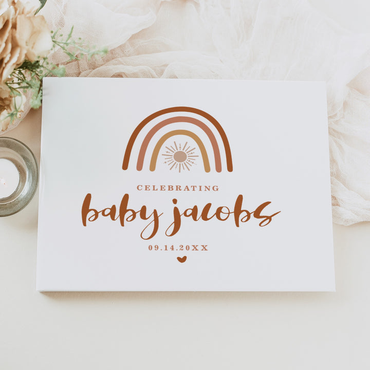 TINLEY Boho Rainbow & Sun Baby Shower Guest Book Personalized