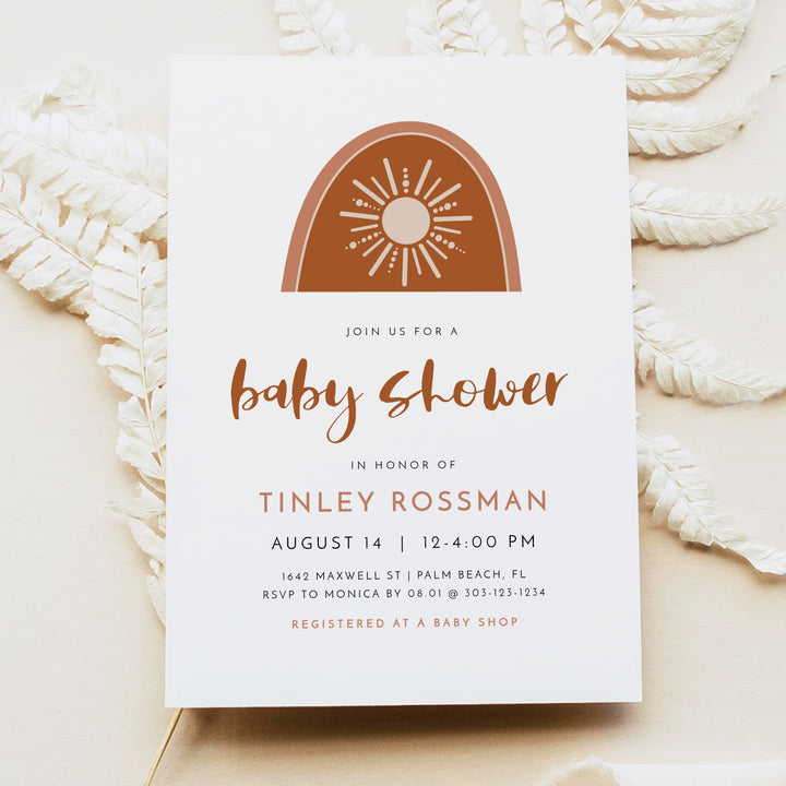 TINLEY Boho Sun Baby Girl Baby Shower Invitation