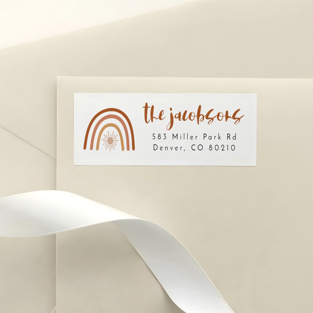 TINLEY Boho Rainbow & Sun Baby Shower Return Address Stickers