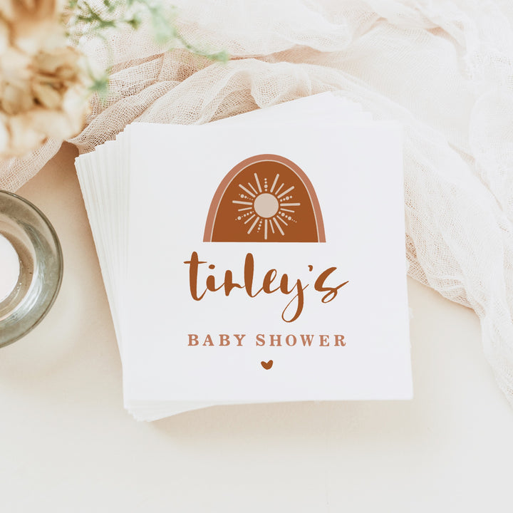 TINLEY Personalized Bohemian Sun Baby Shower Napkins