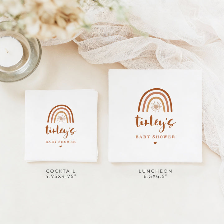 TINLEY Personalized Bohemian Rainbow & Sun Baby Shower Napkins
