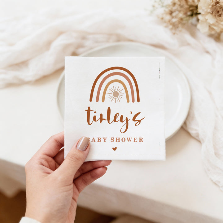 TINLEY Personalized Bohemian Rainbow & Sun Baby Shower Napkins