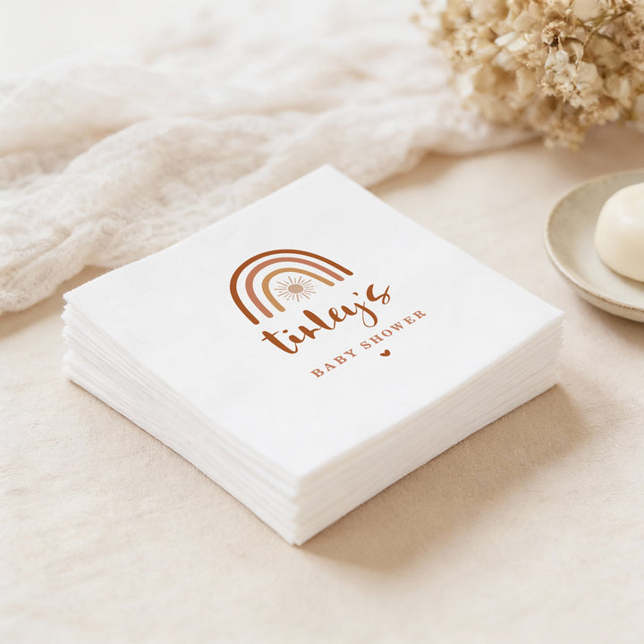 TINLEY Personalized Bohemian Rainbow & Sun Baby Shower Napkins