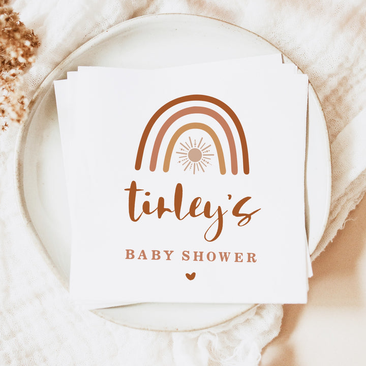 TINLEY Personalized Bohemian Rainbow & Sun Baby Shower Napkins
