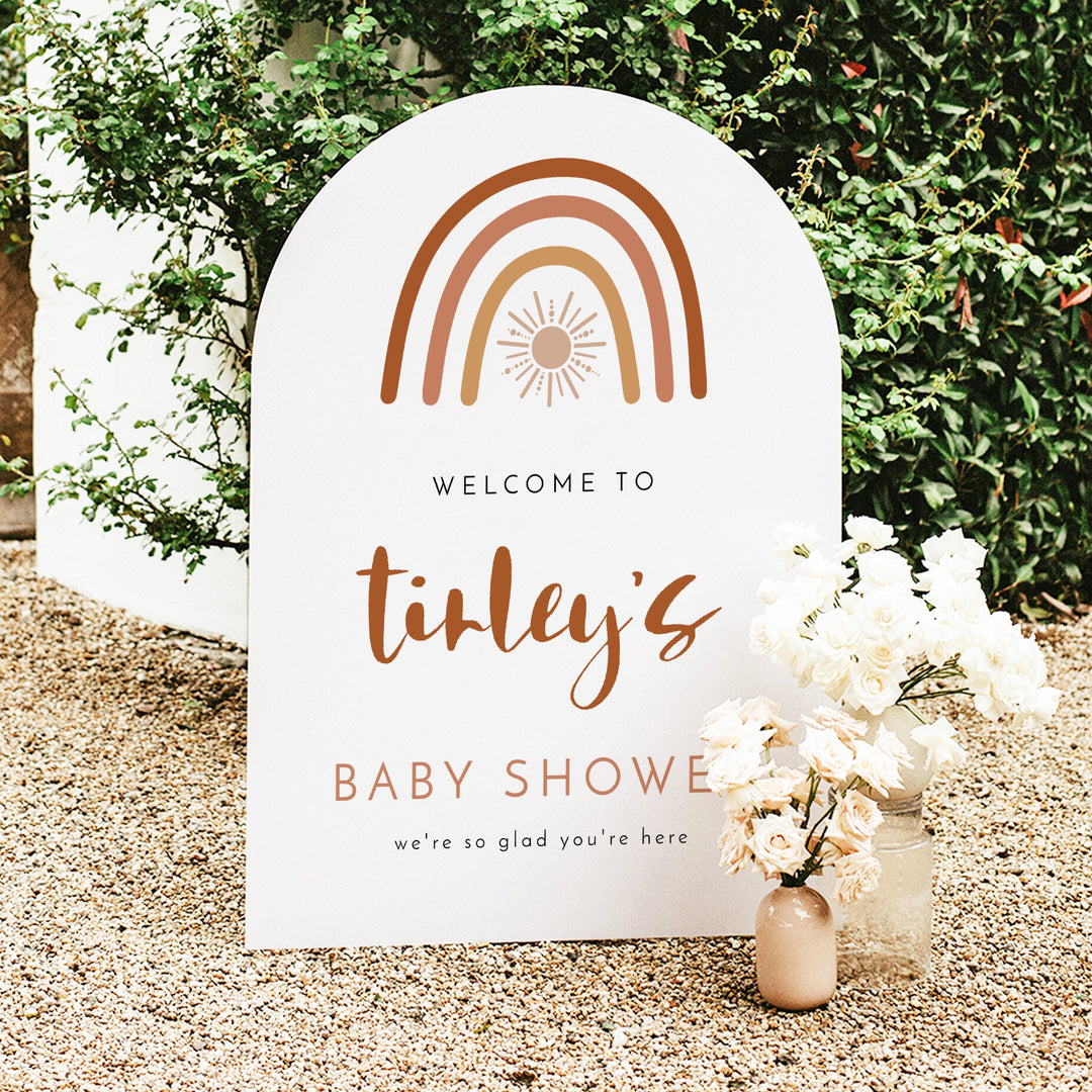 TINLEY Boho Rainbow & Sun Baby Shower Welcome Sign