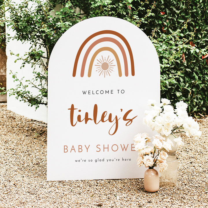 TINLEY Boho Rainbow & Sun Baby Shower Welcome Sign