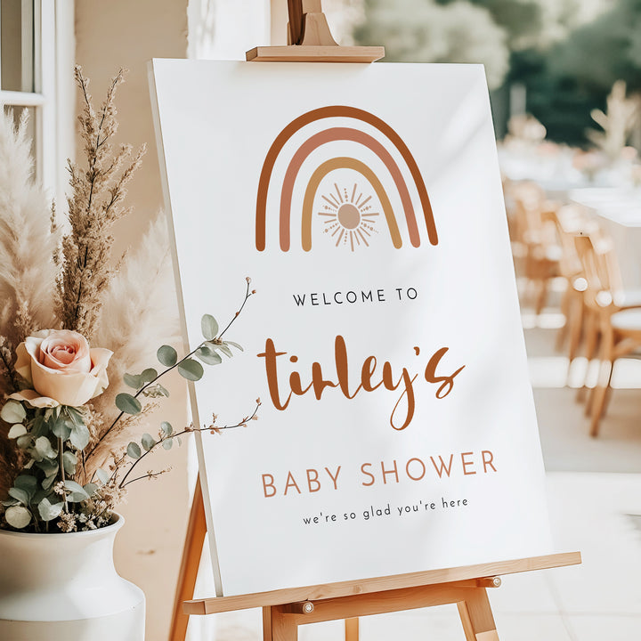 TINLEY Boho Rainbow & Sun Baby Shower Welcome Sign