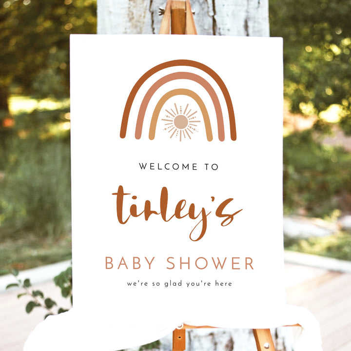 TINLEY Boho Rainbow & Sun Baby Shower Welcome Sign