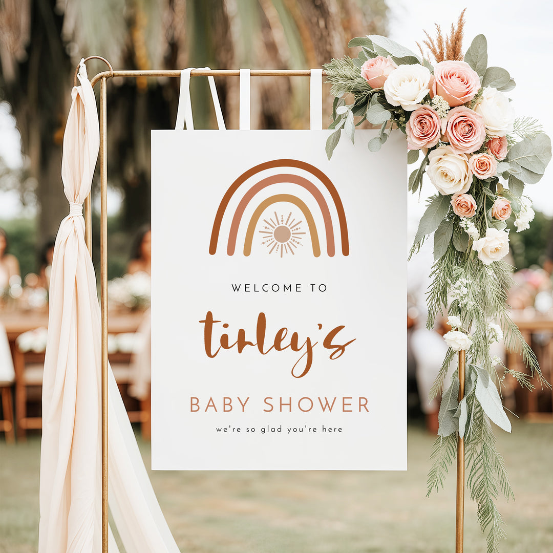 TINLEY Boho Rainbow & Sun Baby Shower Welcome Sign