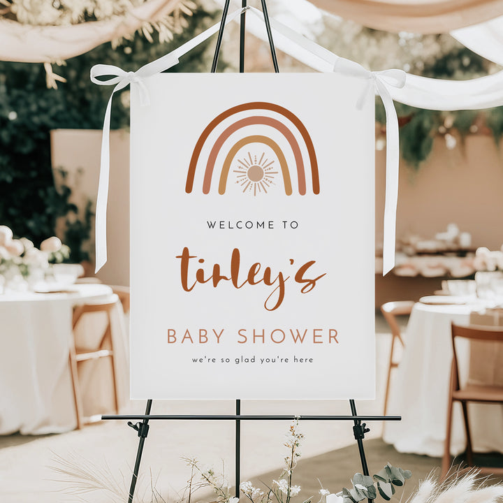 TINLEY Boho Rainbow & Sun Baby Shower Welcome Sign