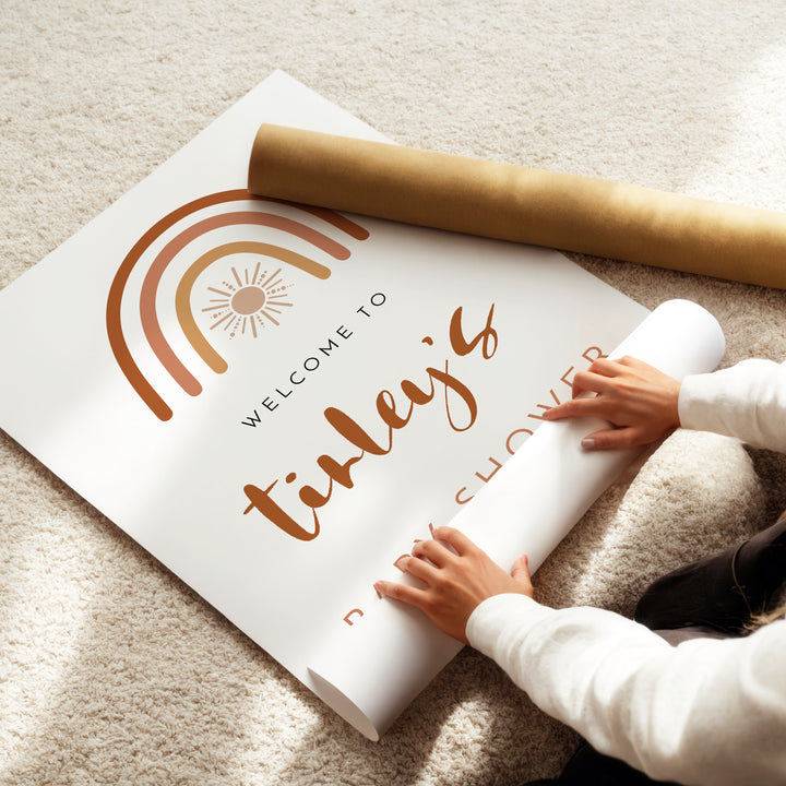 TINLEY Boho Rainbow & Sun Baby Shower Welcome Sign