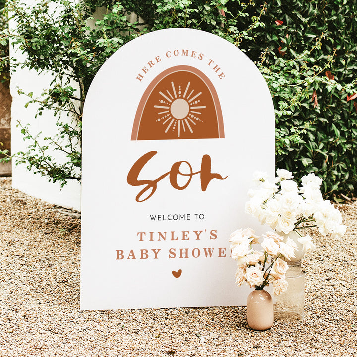 TINLEY Here Comes the Son Boho Sun Baby Shower Welcome Sign