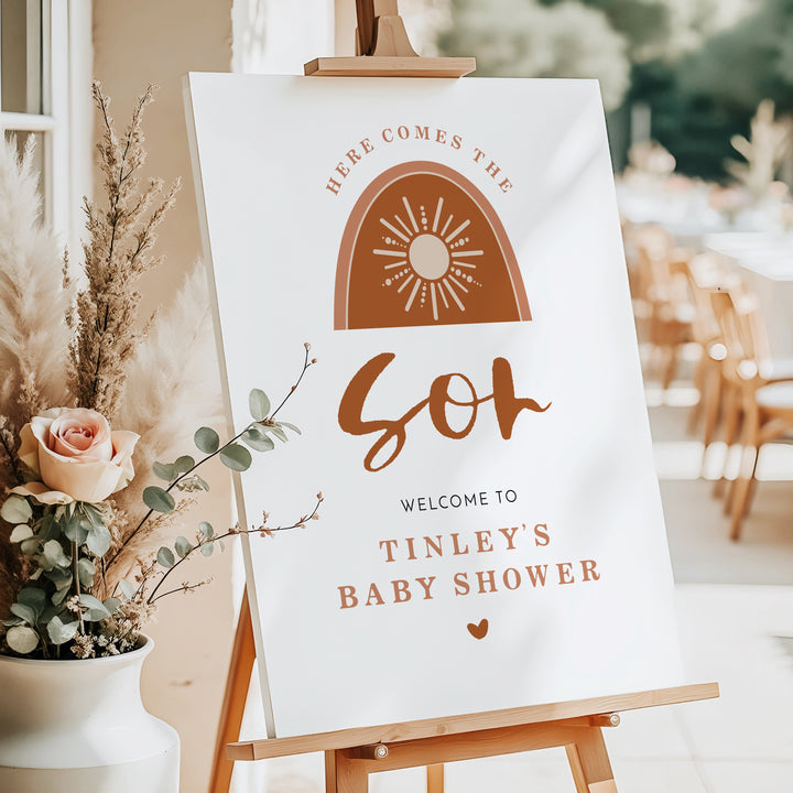 TINLEY Here Comes the Son Boho Sun Baby Shower Welcome Sign