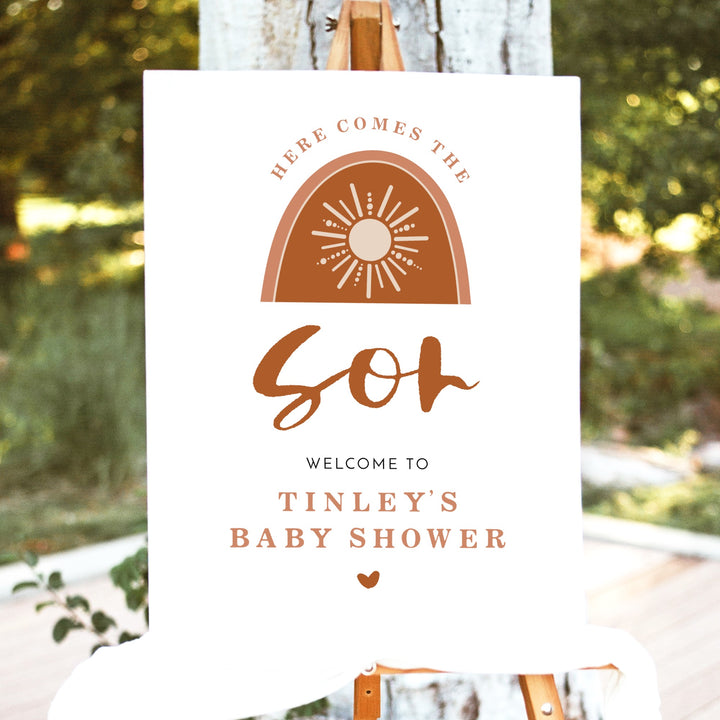 TINLEY Here Comes the Son Boho Sun Baby Shower Welcome Sign