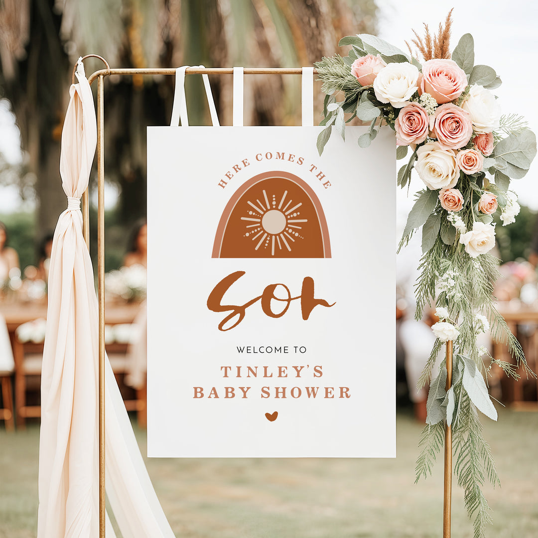 TINLEY Here Comes the Son Boho Sun Baby Shower Welcome Sign