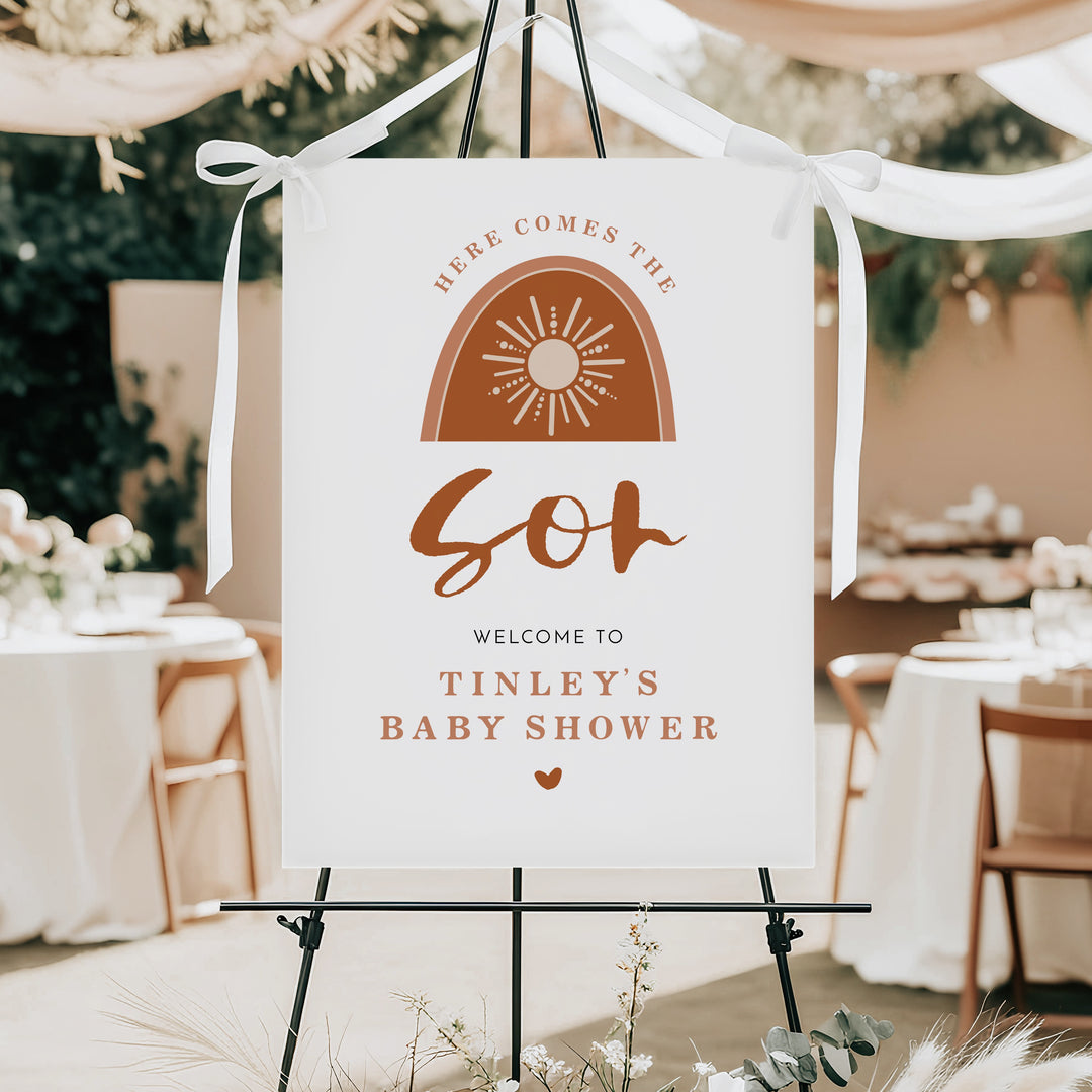 TINLEY Here Comes the Son Boho Sun Baby Shower Welcome Sign