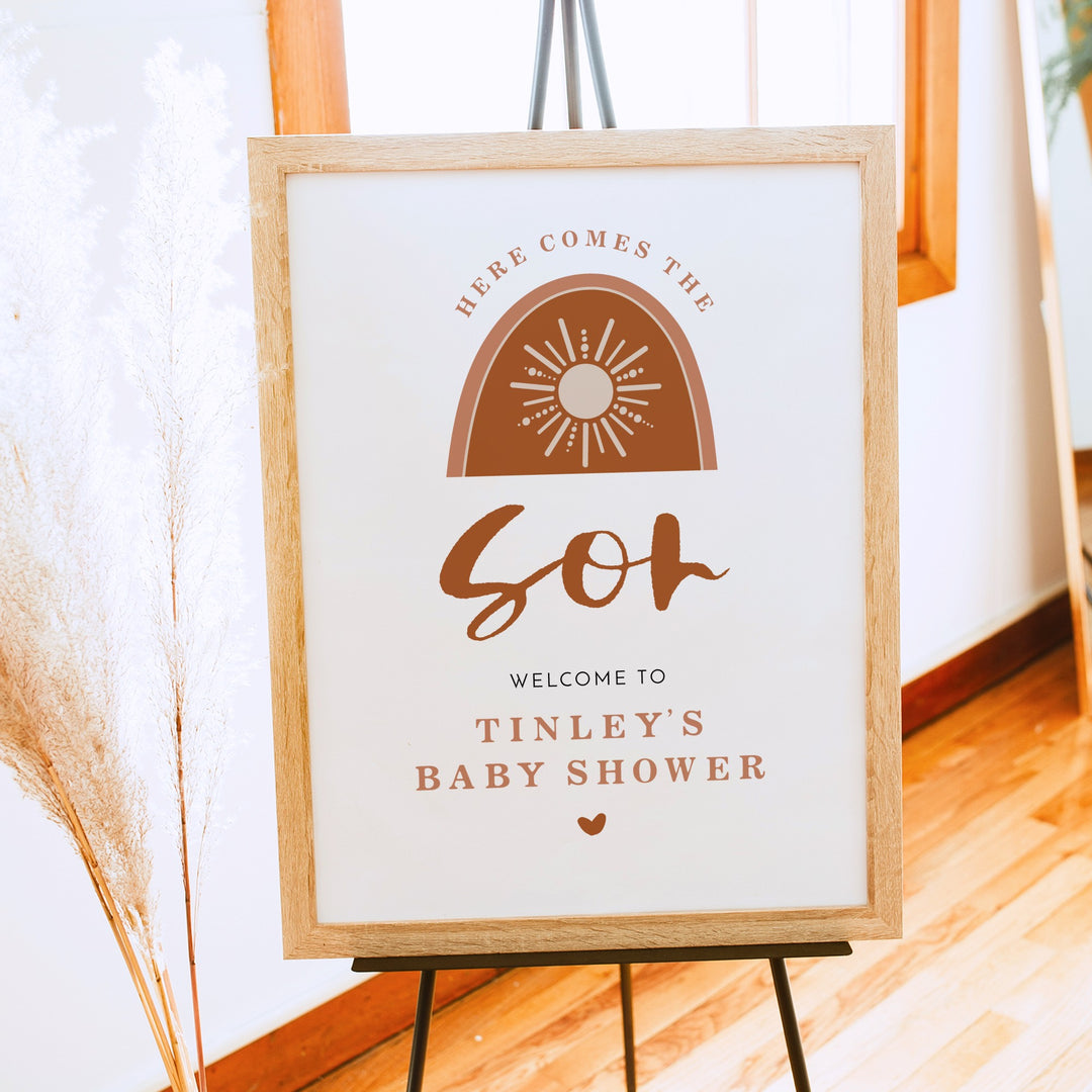 TINLEY Here Comes the Son Boho Sun Baby Shower Welcome Sign
