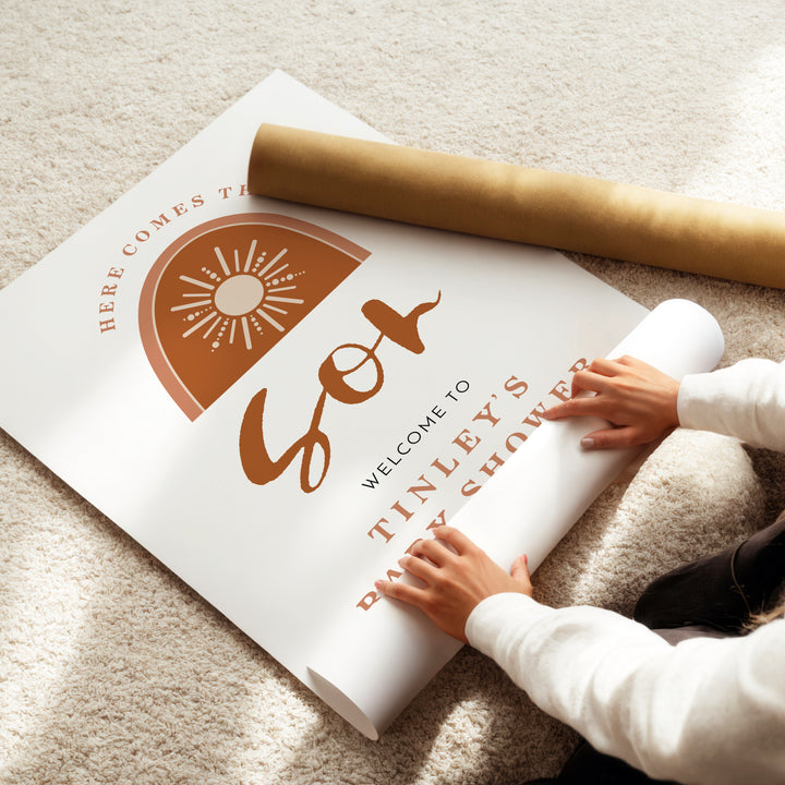 TINLEY Here Comes the Son Boho Sun Baby Shower Welcome Sign