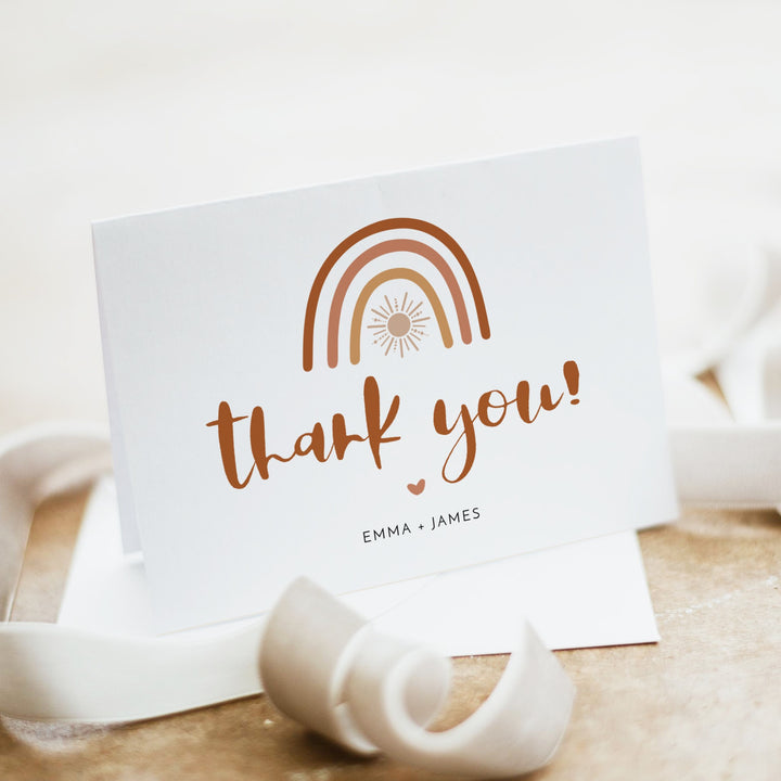 TINLEY Boho Rainbow & Sun Personalized Thank You Cards