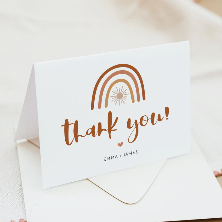 TINLEY Boho Rainbow & Sun Personalized Thank You Cards
