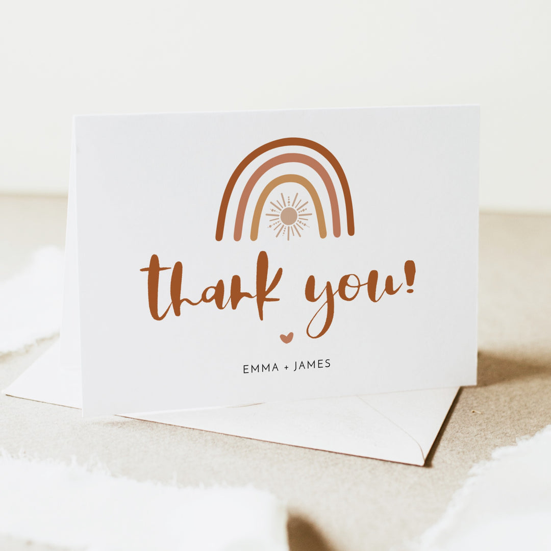 TINLEY Boho Rainbow & Sun Personalized Thank You Cards