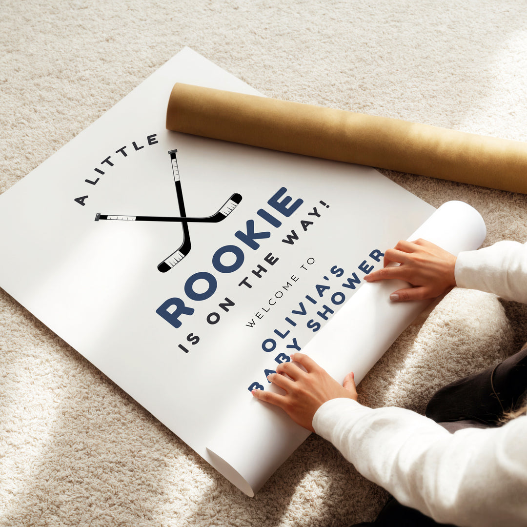 WAYNE Little Rookie Hockey Baby Shower Welcome Sign