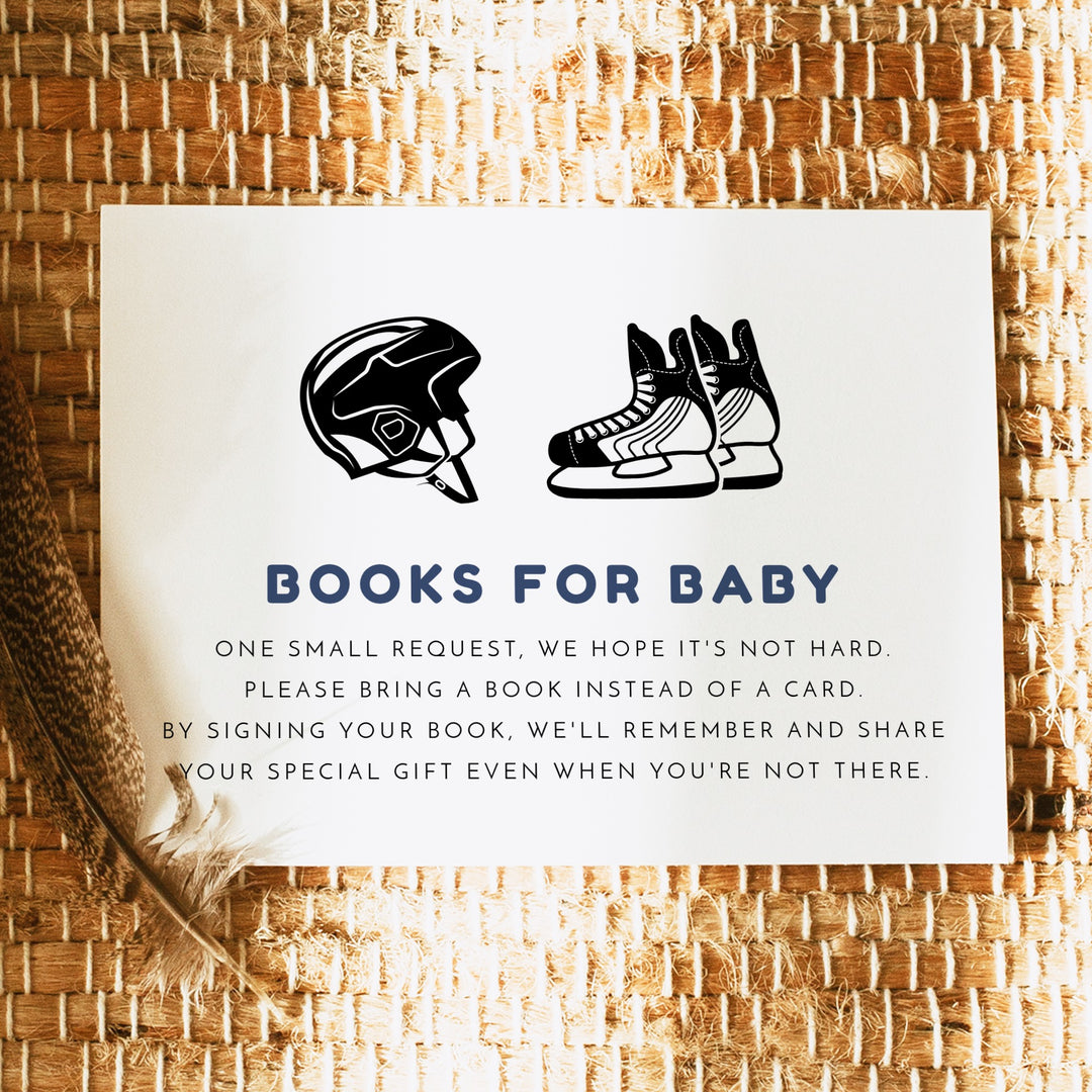WAYNE Little Rookie Hockey Baby Shower Books for Baby Card Insert