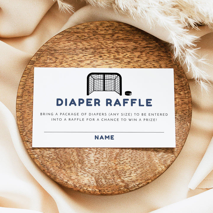 WAYNE Little Rookie Hockey Theme Baby Shower Diaper Raffle Card