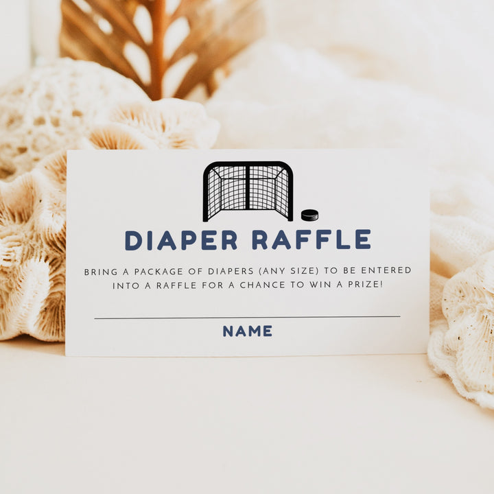 WAYNE Little Rookie Hockey Theme Baby Shower Diaper Raffle Card