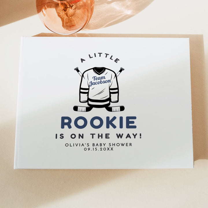 WAYNE Little Rookie on the Way Jersey Baby Shower Guest Book Keepsake