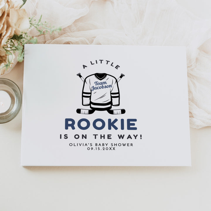 WAYNE Little Rookie on the Way Jersey Baby Shower Guest Book Keepsake