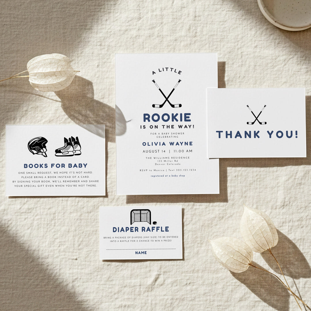 WAYNE Little Rookie Hockey Baby Shower Invitation Bundle