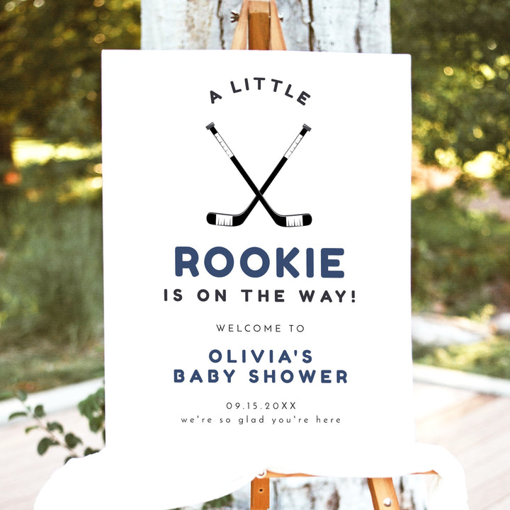 WAYNE Little Rookie Hockey Baby Shower Welcome Sign