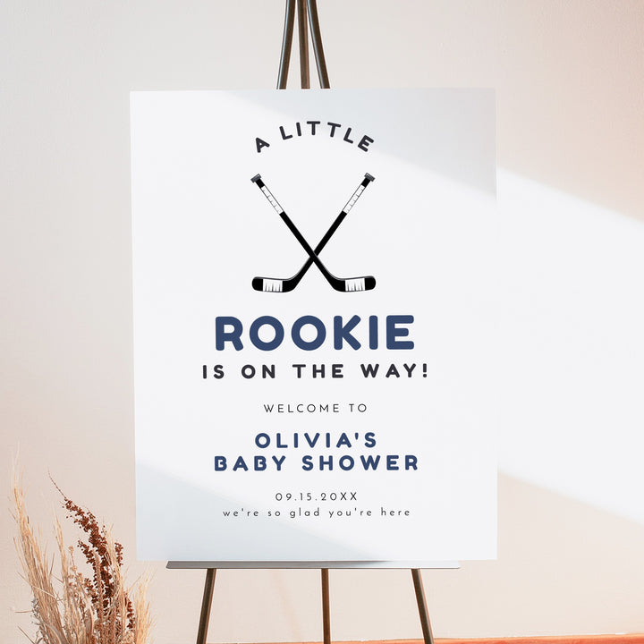 WAYNE Little Rookie Hockey Baby Shower Welcome Sign