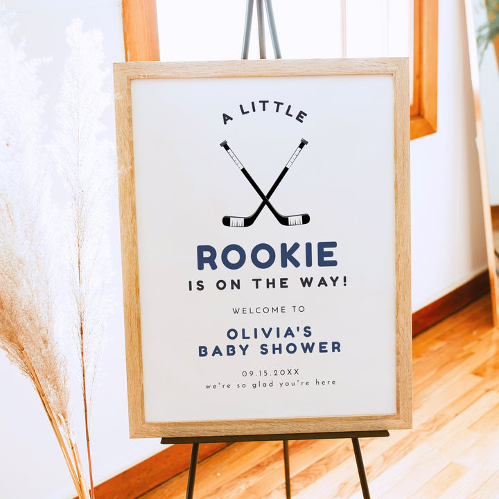 WAYNE Little Rookie Hockey Baby Shower Welcome Sign