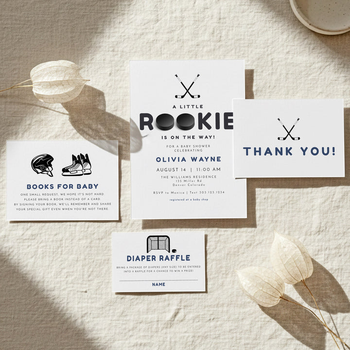 WAYNE Little Rookie Hockey Baby Shower Invitation Bundle
