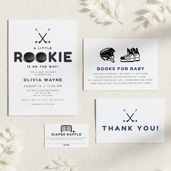 WAYNE Little Rookie Hockey Baby Shower Invitation Bundle