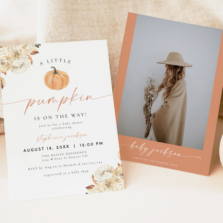 WILLA Little Pumpkin On The Way Fall Baby Shower Invitation