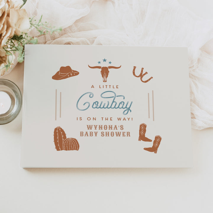 WYNONA Little Cowboy On the Way Western Rodeo Baby Shower Guest Book